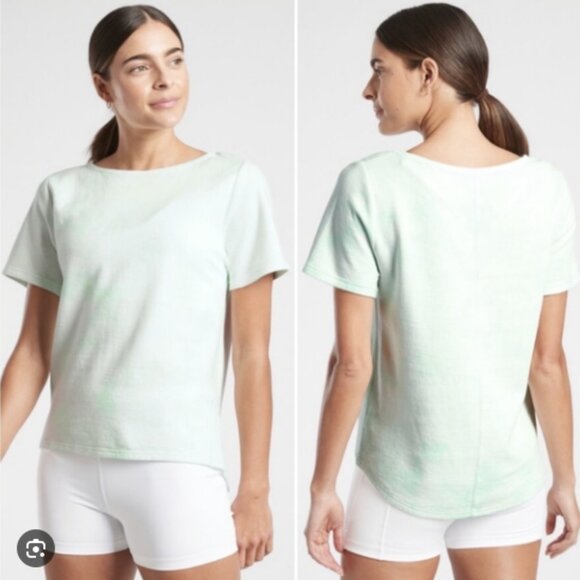 NWT Sundown Boatneck Tie Dye Tee - Medium - Cool Green - Picture 1 of 1